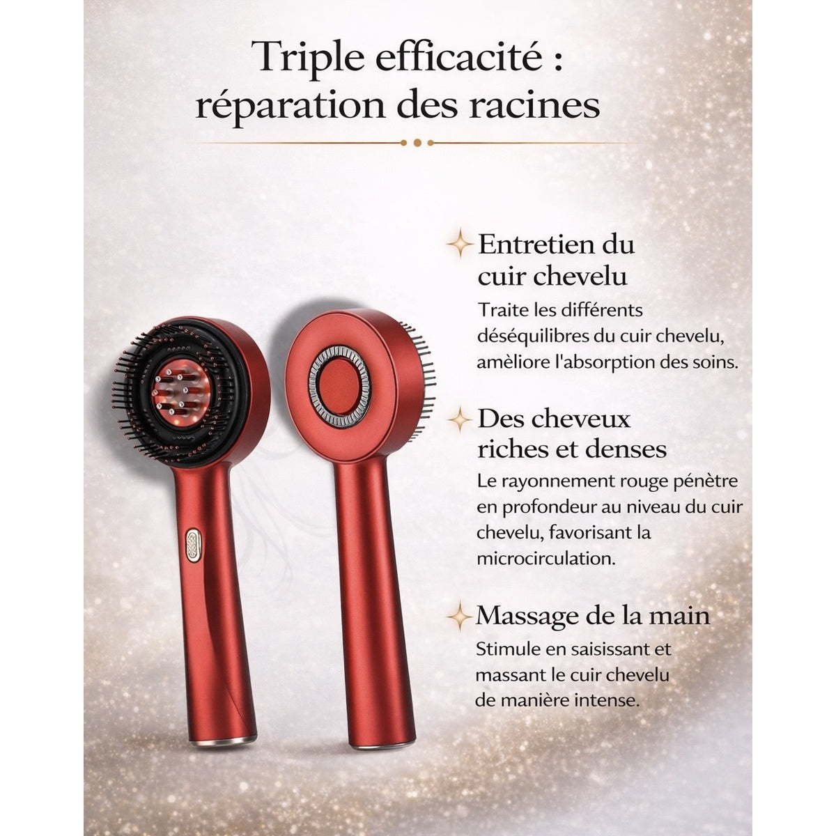 Utilisation de la brosse massante REGENIHAIR pour stimuler la circulation sanguine